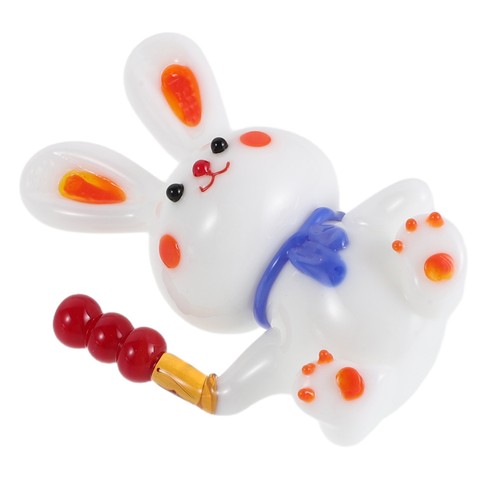 White glass bunny decorative - white,