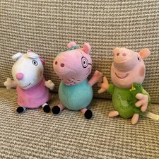 Peppa Pig Bagclip & Plush Bundle Suzy Sheep Daddy Pig George With Dinosaur 