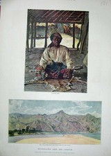 Old Antique Print 1890