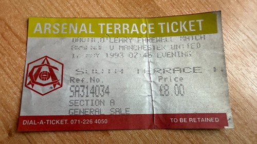 Ticket 1992 arsenal v - 1992/93,
