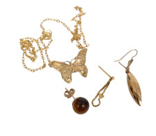 9ct 375 Yellow Gold Scrap 4 Items Earrings Hallmarked Necklace 4.04g Weight