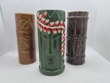 3 Ceramic Tiki Mugs Bamboo