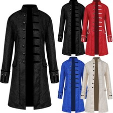 Retro Men Gothic Jacket Frock Coat Victorian Steampunk Long Tops Halloween Adult