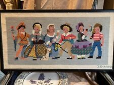 1960's Needlepoint Tapestry Frame Children Through the Ages period costume.