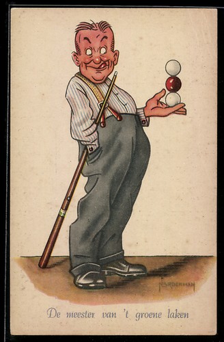 Postcard billiard player - of, a