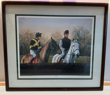 Barnbrook Again & Desert Orchid, framed limited Edition Print By Maxine Cox