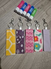 Lip Balm Holder Keyring, Lipstick Case, Fabric Keychain, Handmade Accessories
