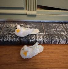 2 x DOVE miniature birds dolls