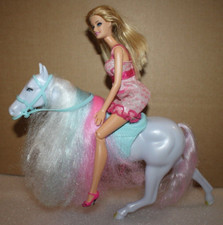 Barbie Doll and Horse + Sadle Barbie with flexible legs pink glitzy outfit