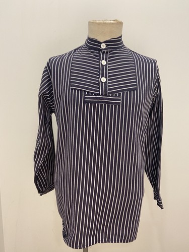1960s blue pullover striped - blue,