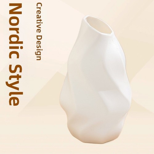 White tall neck - white, vase