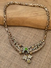 Stunning Vintage Gold tone Bib/Cleopatra style glitzy 'stone' necklace boho styl