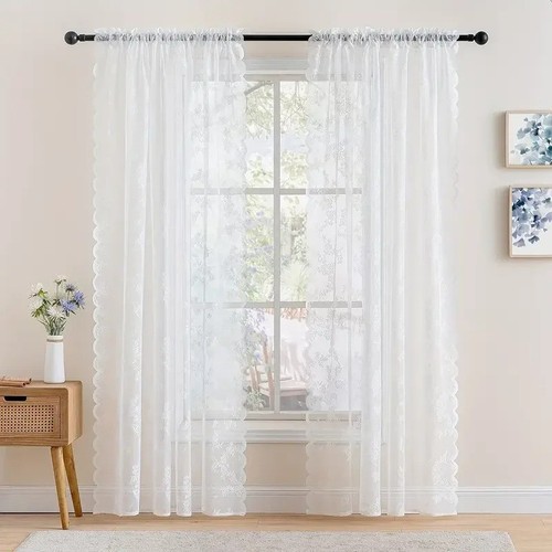 White lace window net - lace,