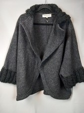 Gharani Strok Women's Jacket Size 10 Black Grey Wool Lagenlook VGC