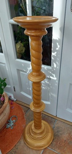 Vintage tall light - wood, barley