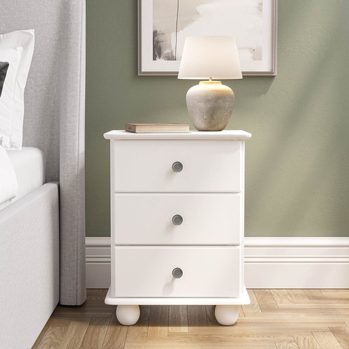 White drawer bedside - 3-drawer,
