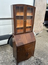 Art Deco Oak Display Bookcase with Writing Bureau Great Condition And Cupboard