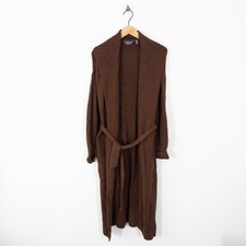 Ruth Langsford Cable Knit Chunky Long Cardigan Size S NEW Belted Cocoa Brown
