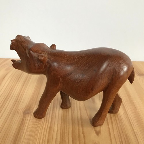 Carved wooden hippo figurine - carved,