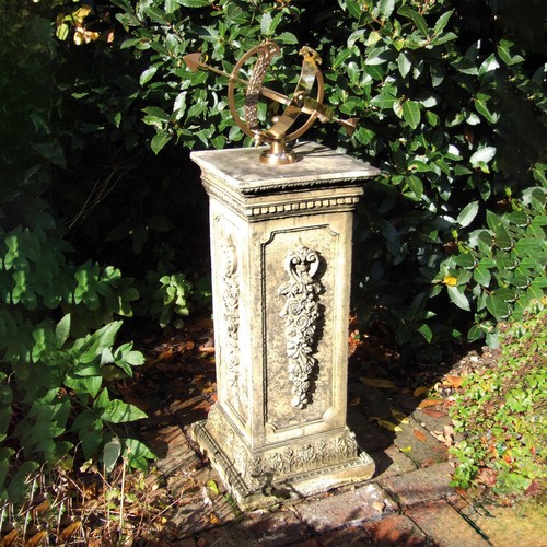 Floral armillary stone - stone, garden