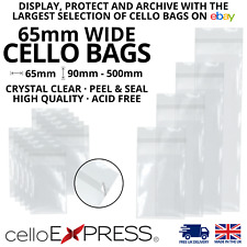 Clear Cello Display Bags - Tall/Slim 65mm Wide Cellophane Bag Bookmarks & Gifts