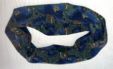 Vintage Liberty  Fabric Large Snood Type Scarf Blue Green Colours 50" L x 14" W