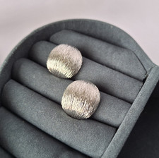 Ciro Textured Silver Tone Hemisphere Clip On Earrings 80s Vintage Domed clip Ons