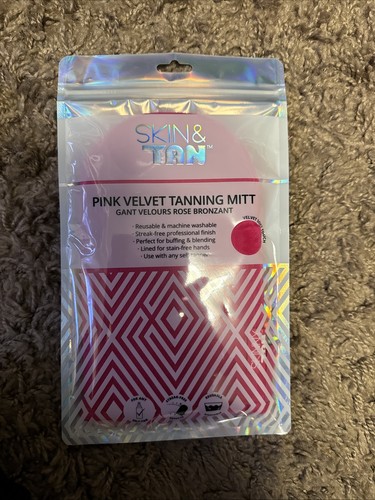 Pink velvet tanning mitt - velvet,