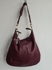 Radley Leather Tote Hobo Slouchy Shoulder Bag Burgundy Large Zip Around 