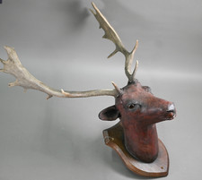 A COMPOSITE FALLOW DEER'S HEAD ON SHIELD, WITH REAL ANTLERS