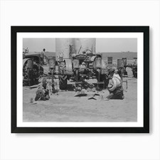 Day Laborer Adjusting Plow Points O Framed Wall Art Poster Canvas Print Picture