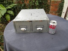 Vintage PILOT Grey 2 Drawer Card Index File Cabinet