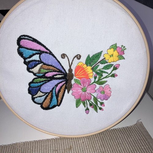 Completed embroidery hoop wall - completed,