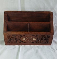 Hand Carved Wooden Letter Rack