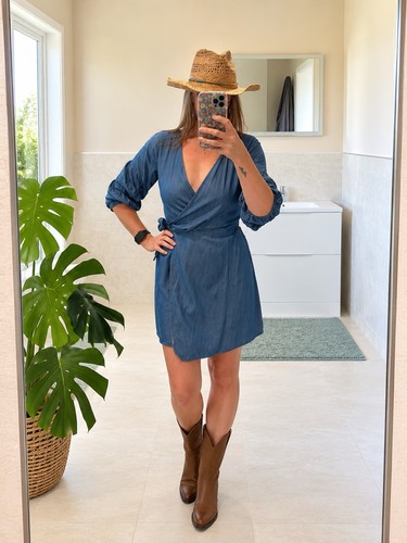 New look denim wrap boho - look,