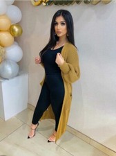 Women Chunky Knitted Oversized Cardigan Ladies Balloon Sleeve Long Maxi Cardigan