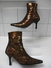 CARVELA STILETTO GOLD BOOTS 3 ankle sexy high heels steampunk snake metal bronze