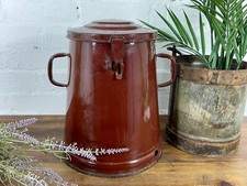 Vintage 1960's Brown Hungarian Enamel Kitchen Storage Bin Pot Tub Bread Flour