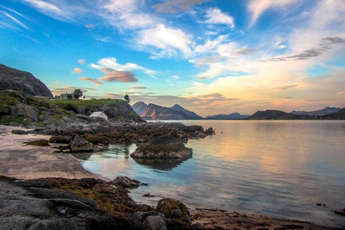 Stunning sunset lake canvas - stunning,