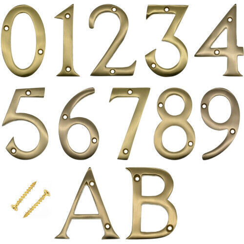 Brass chrome door numbers - brass, 3"