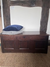 Antique Oak Coffer Blanket Box Panel, Wooden Trunk Mule Chest