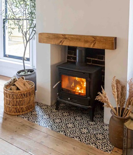 Solid oak fireplace mantel - oak,
