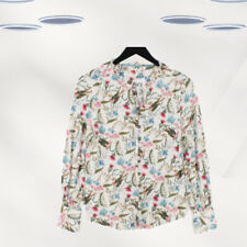 Ex White Stuff Women's Long Sleeve Button Up Bird Print Blouse in Multi