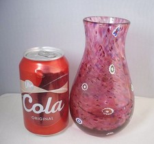 Michael Hunter Twists Millefiori Studio Art Glass Vase 6.5"h