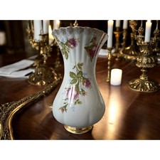 Vintage CHODZIEZ Majestic Moss Rose Vase - Gold Trim
