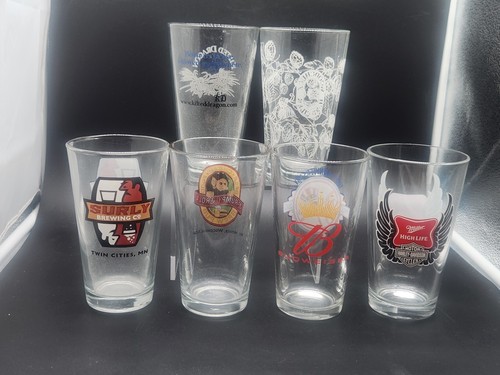 Pint beer glasses lot six - glasses, of