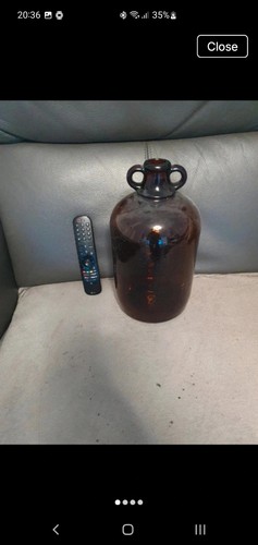 Amber glass demijohn - glass,