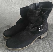 Next Women's Black Forever Comfort Leather Slouch Ankle Boots uk 6.5 Wide rrp£69