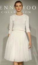 NWT Jenny Yoo Collection Beaded Sweater Size X Small Cream Bridal Cotton