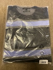 FYNCH HATTON® Wool Striped Jumper/Charcoal Steel - Large £104.95 UNOPENED